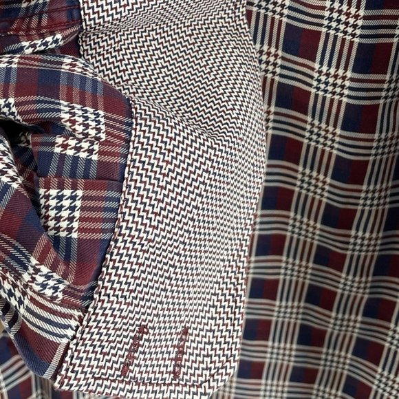 Duchamp Red & Blue Plaid Tailored Fit Dress Men's Shirt Woven in Italy Sz M-L - Picture 4 of 8